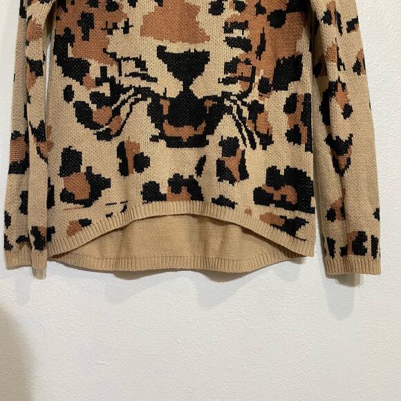 Belle Du Jour Leopard Print High Low Hem Sweater Sz M - Picture 4 of 12